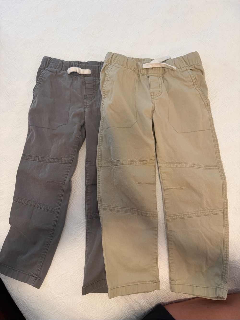 Boys size 5 cat & jack pull on pants khaki and grey bundle